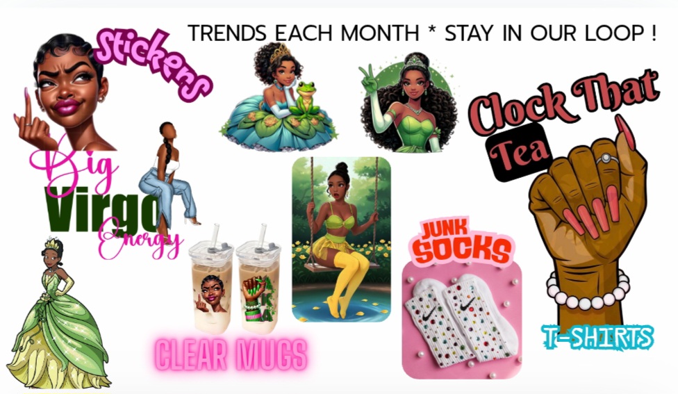 Custom stickers, mugs, and socks.